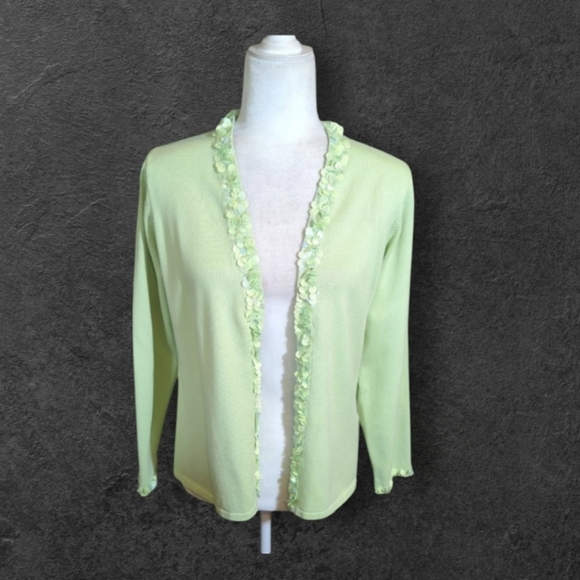 New Green Cardigan Louis Dell'Olio Pistachio Knit Jacket Paillettes Accents Sz S - Picture 1 of 8